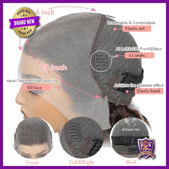 28 Inch Human Hair Wig 200% Density Body Wave HD Lace Front Pre Plucked main image 5